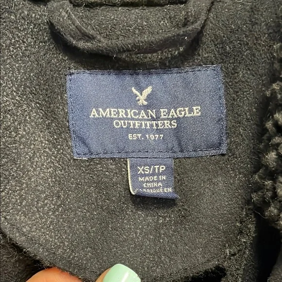 AE Black Shearling Moto Jacket - Picture 5 of 6